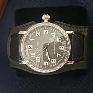 Electa Men's Black Leather Watch